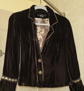 ECI chocolate brown velvet blazer